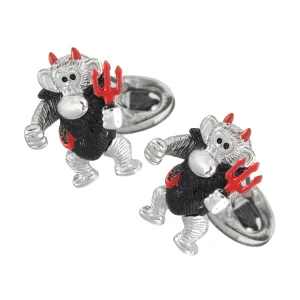 Moving Monkey Enamel Devil Sterling Silver Cufflinks I Jan Leslie