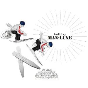Moving Skier Sterling Silver Lapel Pin I Jan Leslie