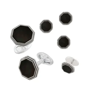 Octagon Antique Sterling Cufflinks & Studs