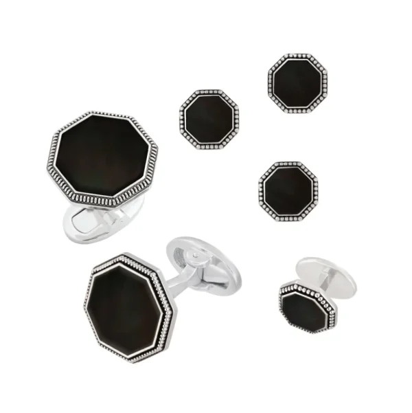 Octagon Antique Sterling Cufflinks & Studs