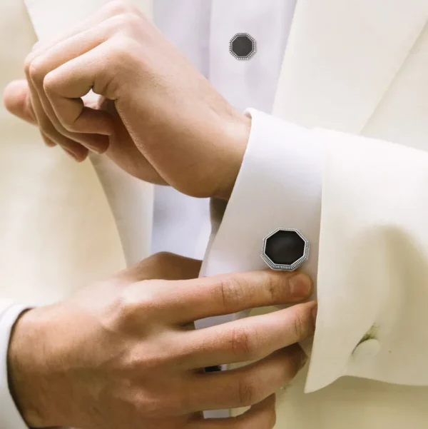 Octagon Antique Sterling Cufflinks & Studs