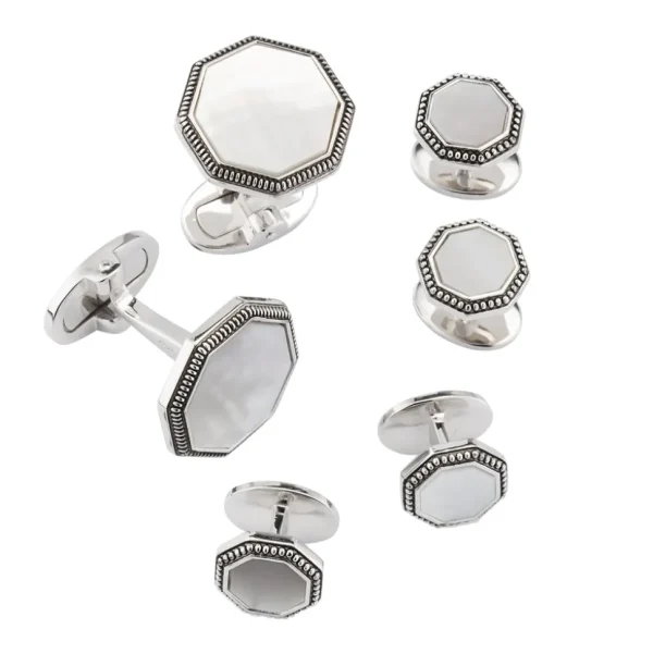 Octagon Antique Sterling Cufflinks & Studs