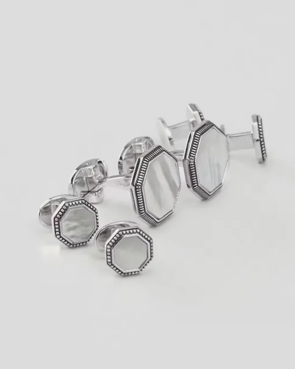 Octagon Antique Sterling Cufflinks & Studs