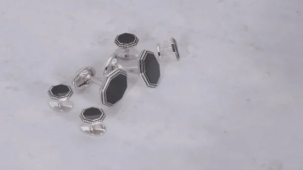 Octagon Antique Sterling Cufflinks & Studs