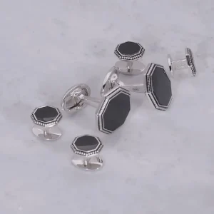 Octagon Antique Sterling Cufflinks & Studs