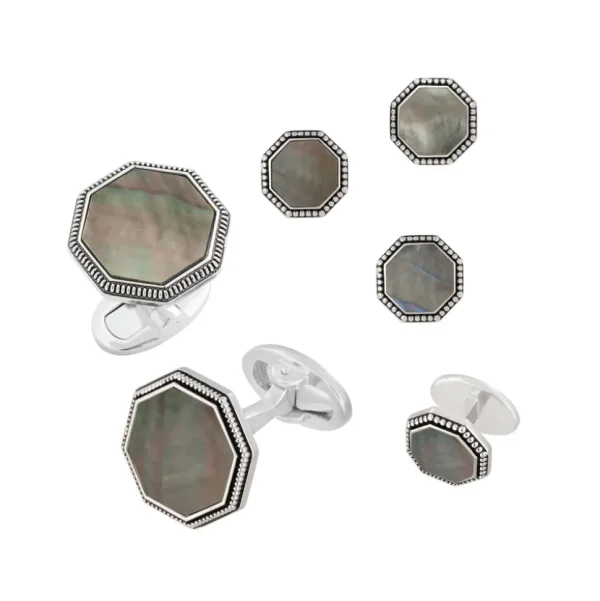 Octagon Antique Sterling Cufflinks & Studs