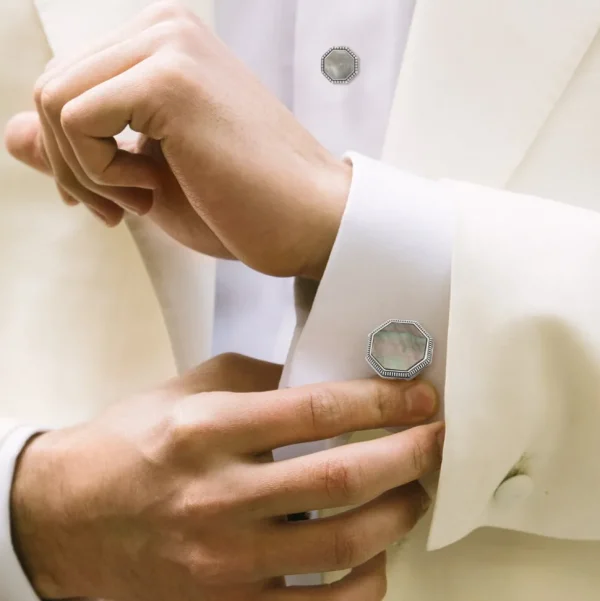 Octagon Antique Sterling Cufflinks & Studs