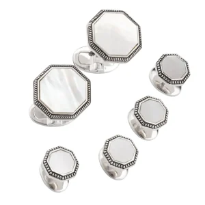Octagon Antique Sterling Cufflinks & Studs