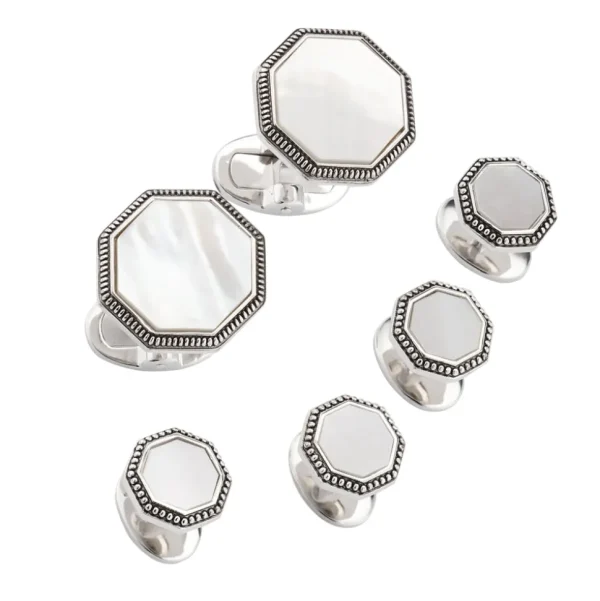 Octagon Antique Sterling Cufflinks & Studs