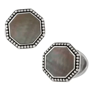 Octagon Gemstone Antique Sterling Cufflinks