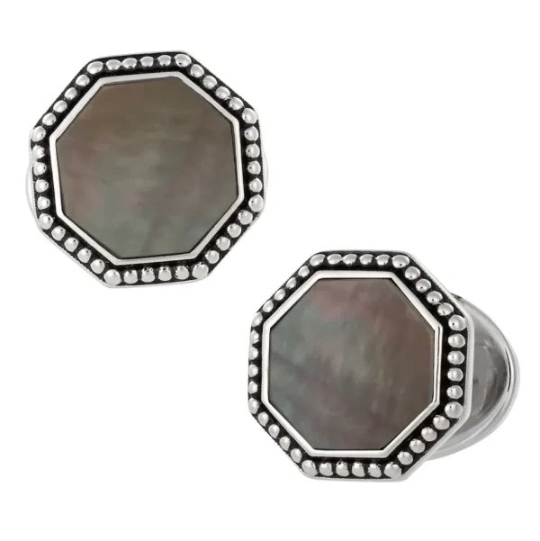 Octagon Gemstone Antique Sterling Cufflinks
