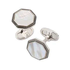 Octagon Gemstone Antique Sterling Cufflinks