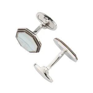 Octagon Gemstone Antique Sterling Cufflinks