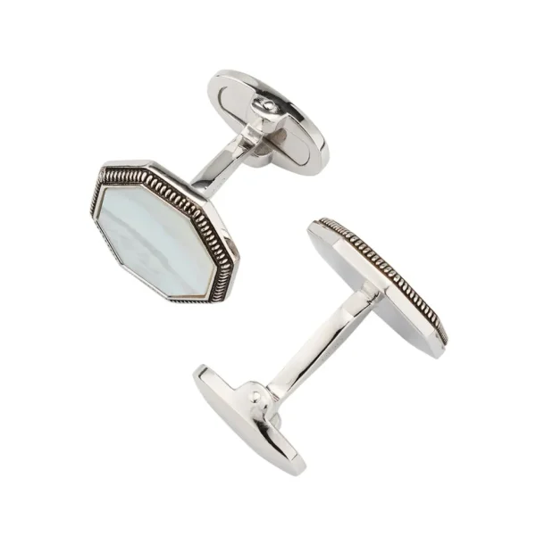 Octagon Gemstone Antique Sterling Cufflinks