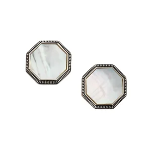 Octagon Gemstone Antique Sterling Cufflinks