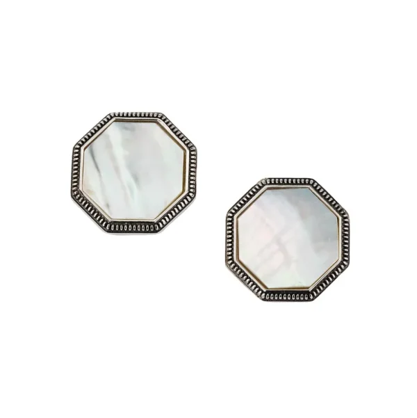 Octagon Gemstone Antique Sterling Cufflinks