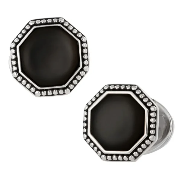 Octagon Gemstone Antique Sterling Cufflinks