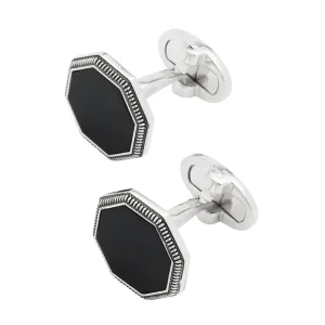 Octagon Gemstone Antique Sterling Cufflinks