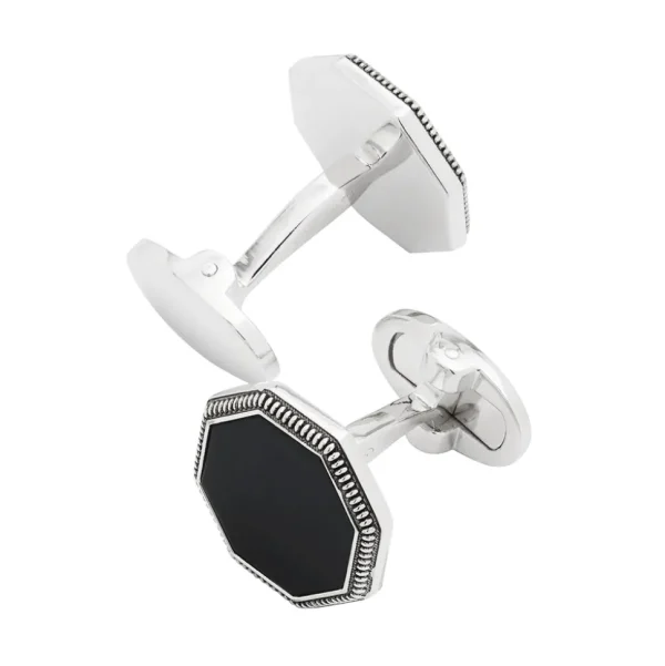 Octagon Gemstone Antique Sterling Cufflinks