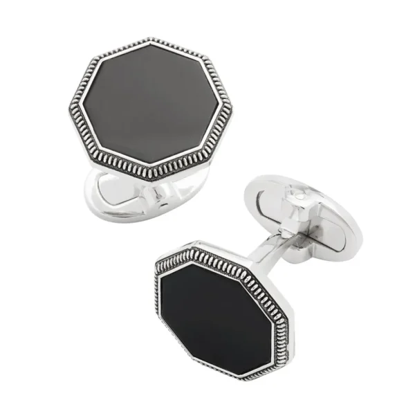 Octagon Gemstone Antique Sterling Cufflinks
