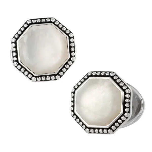 Octagon Gemstone Antique Sterling Cufflinks