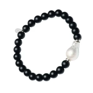 Onyx & Pearl Beaded Flex Bracelet
