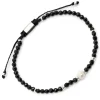 Onyx Freshwater Pearl Center Beaded Pull Bracelet