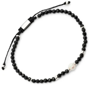 Onyx Freshwater Pearl Center Beaded Pull Bracelet