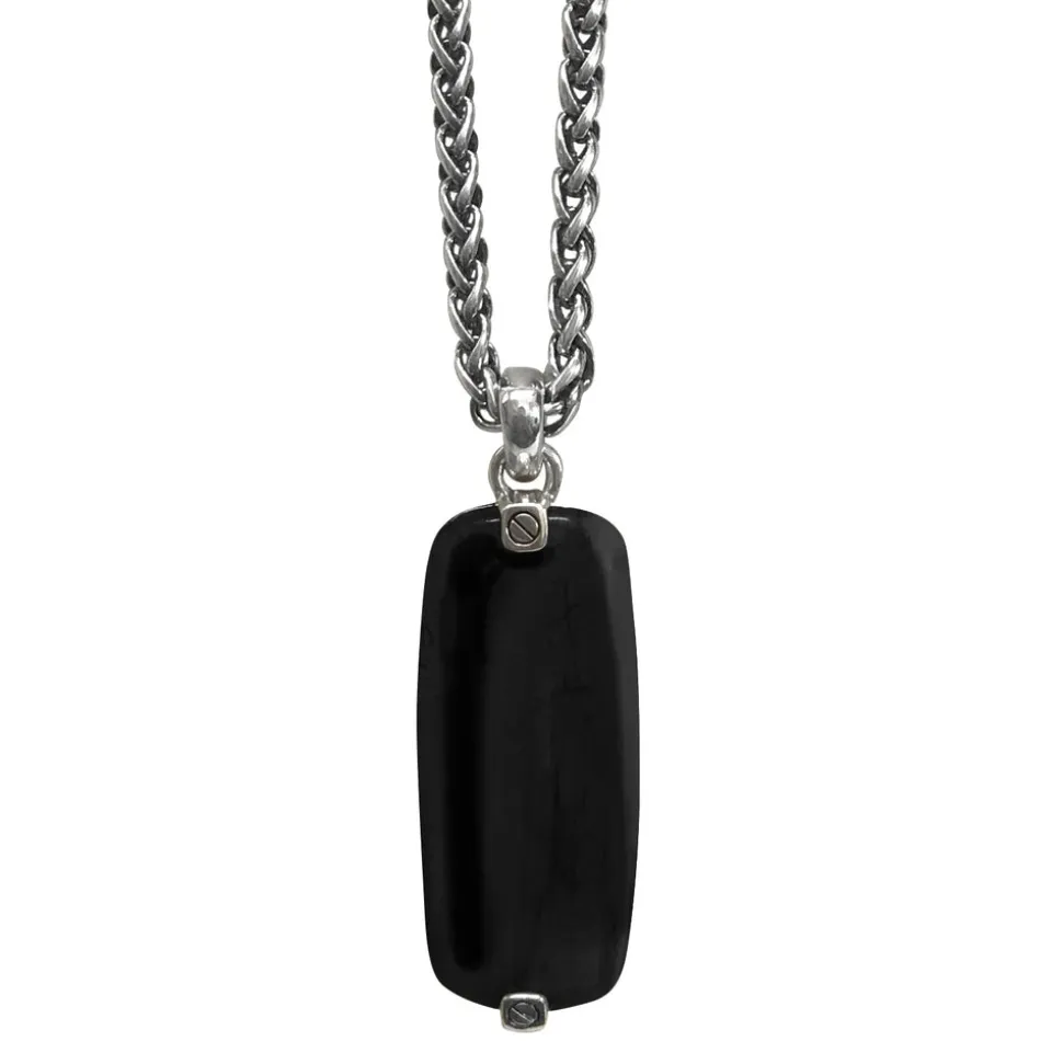 Onyx Gemstone Tag Sterling Silver Pendant