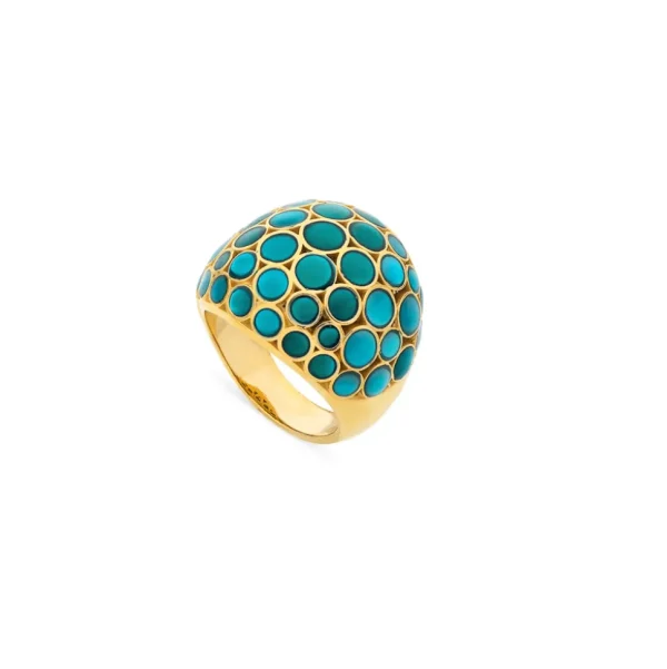 Orb Mother of Pearl Gemstone and Enamel 18K Gold Vermeil Sterling Silver Ring I Jan Leslie