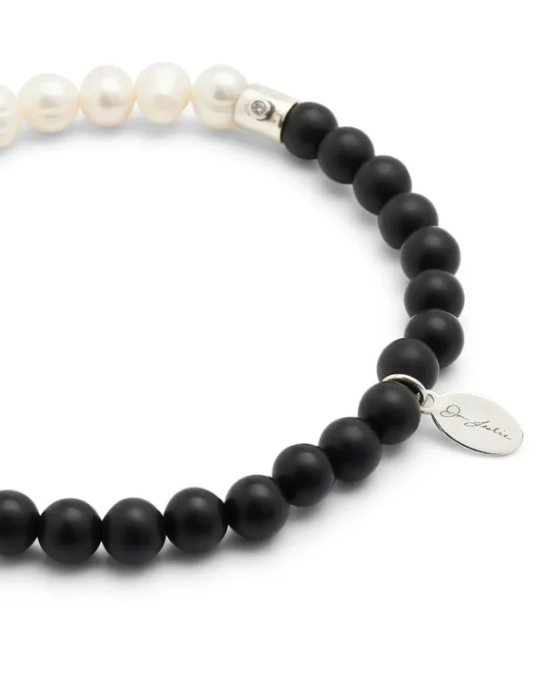 Pearl & Onyx Beaded Flex Bracelet
