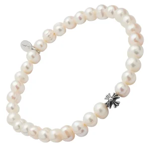 Pearl & Sterling Fluted Star Flex Bracelet