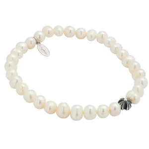 Pearl & Sterling Fluted Star Flex Bracelet