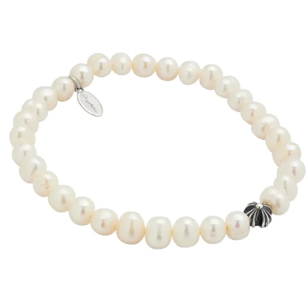 Pearl & Sterling Fluted Star Flex Bracelet