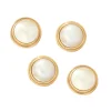 Pearl with Thick Border 18K Yellow Gold Tuxedo Studs