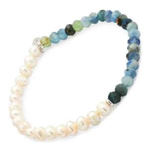 Pearls & Kyanite Beaded Flex Bracelet
