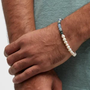 Pearls & Kyanite Beaded Flex Bracelet