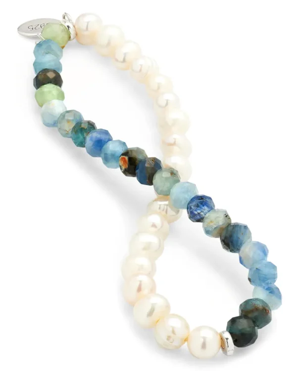 Pearls & Kyanite Beaded Flex Bracelet