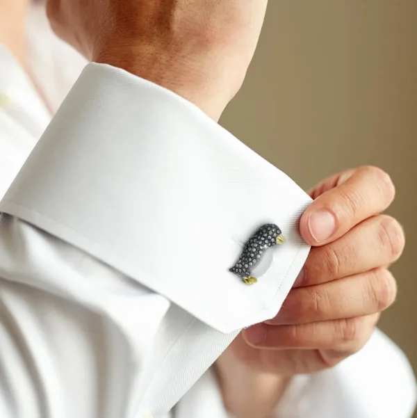 Penguin Marcasite, Mother of Pearl Sterling Cufflinks