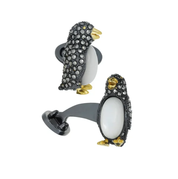 Penguin Marcasite, Mother of Pearl Sterling Cufflinks