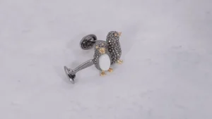 Penguin Marcasite, Mother of Pearl Sterling Cufflinks