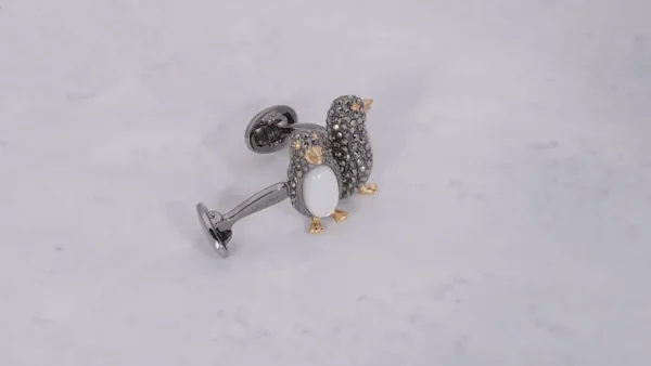 Penguin Marcasite, Mother of Pearl Sterling Cufflinks