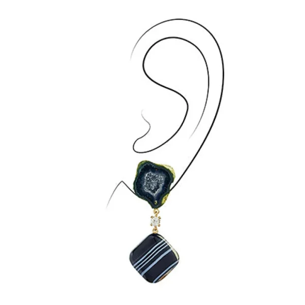Perito Moreno 18K Gold One of a Kind Gemstone Earrings