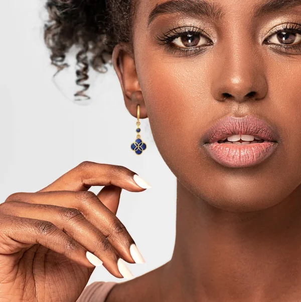 Petal Gemstone Gold Vermeil Sterling Drop Earrings