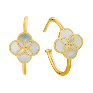 Petal Gemstone Sterling Mini Hoop Earrings