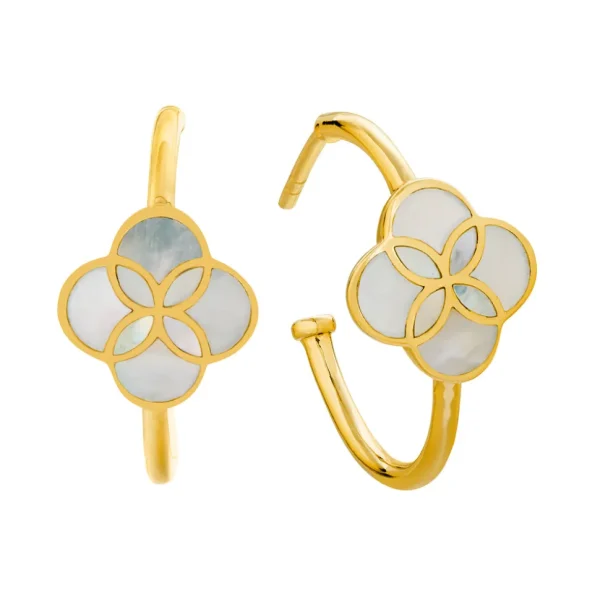 Petal Gemstone Sterling Mini Hoop Earrings