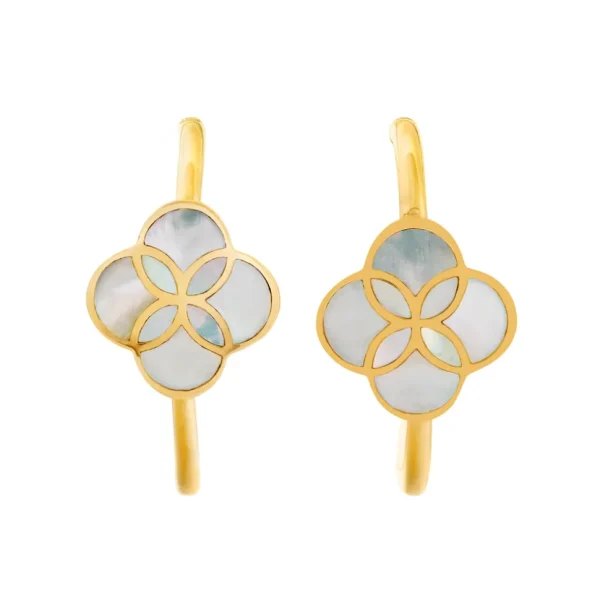 Petal Gemstone Sterling Mini Hoop Earrings
