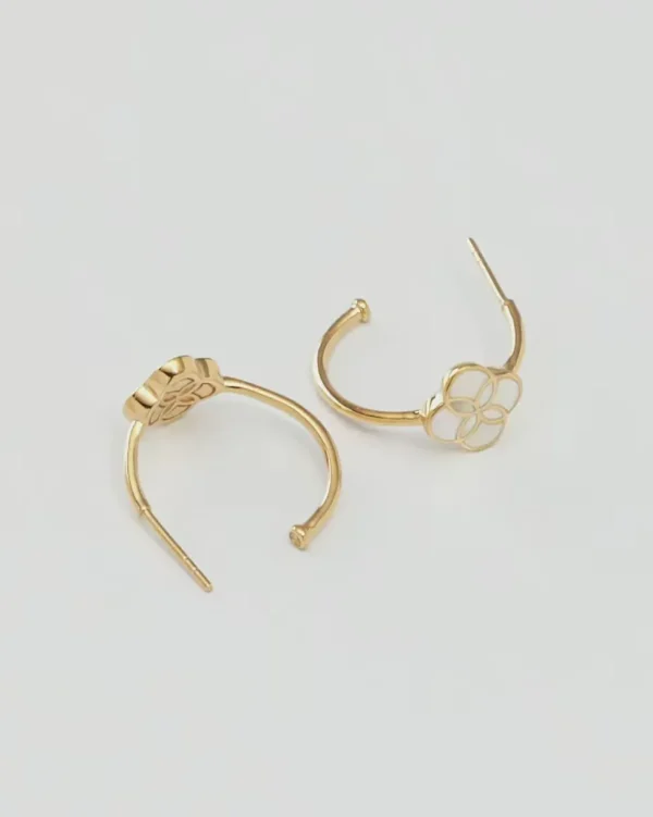 Petal Gemstone Sterling Mini Hoop Earrings