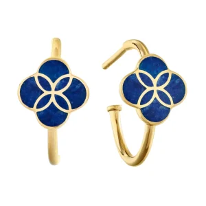 Petal Gemstone Sterling Mini Hoop Earrings