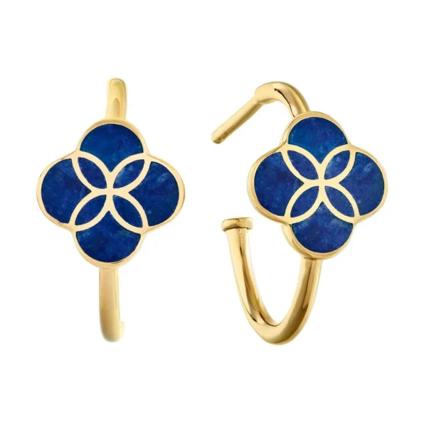 Petal Gemstone Sterling Mini Hoop Earrings